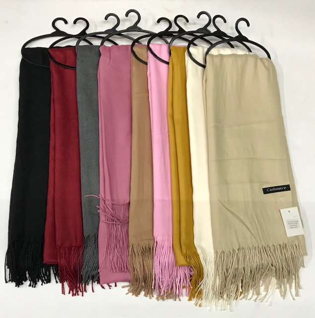 Fashion Plain Scarf with Tassels #SC-8693-1 12 PCS/DOZEN