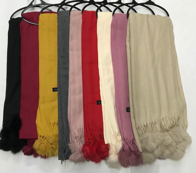 Fashion Winter Plain Scarf with Ball #SC-7792 12 PCS/DOZEN