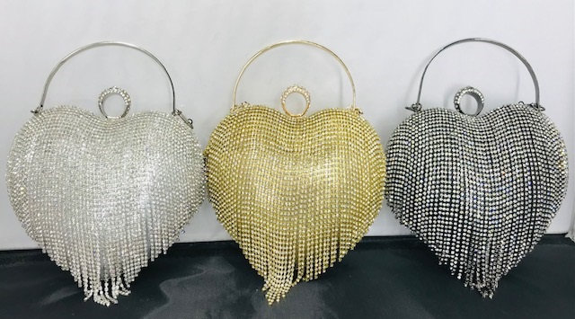 Heart Rhinestone Evening Bag #E-7736